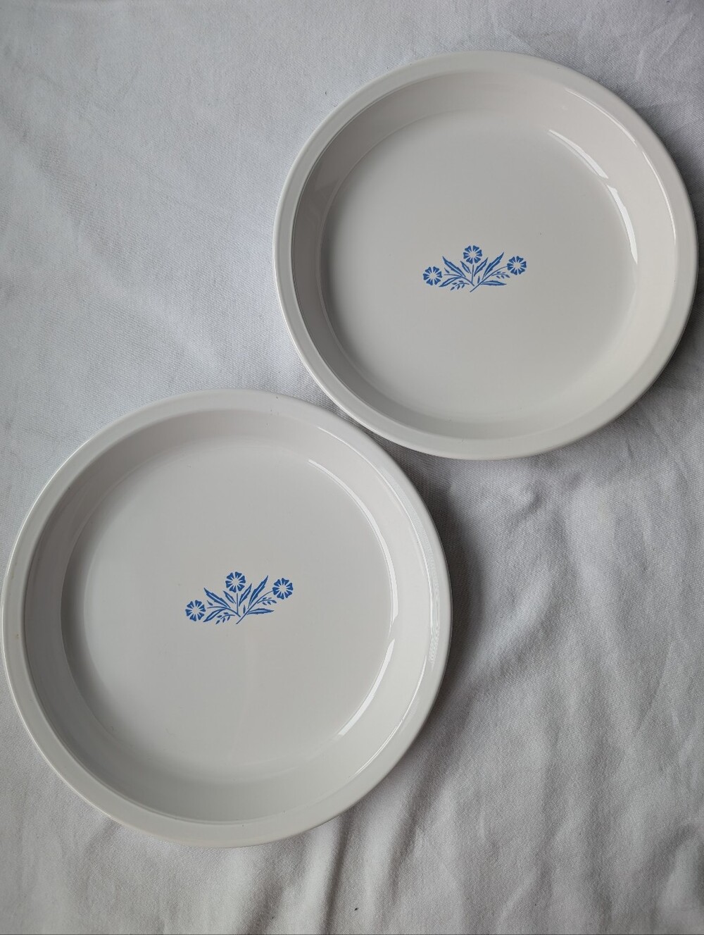 Vintage Corningware Blue Cornflower White Pie Plates P-309 -  Set of 2